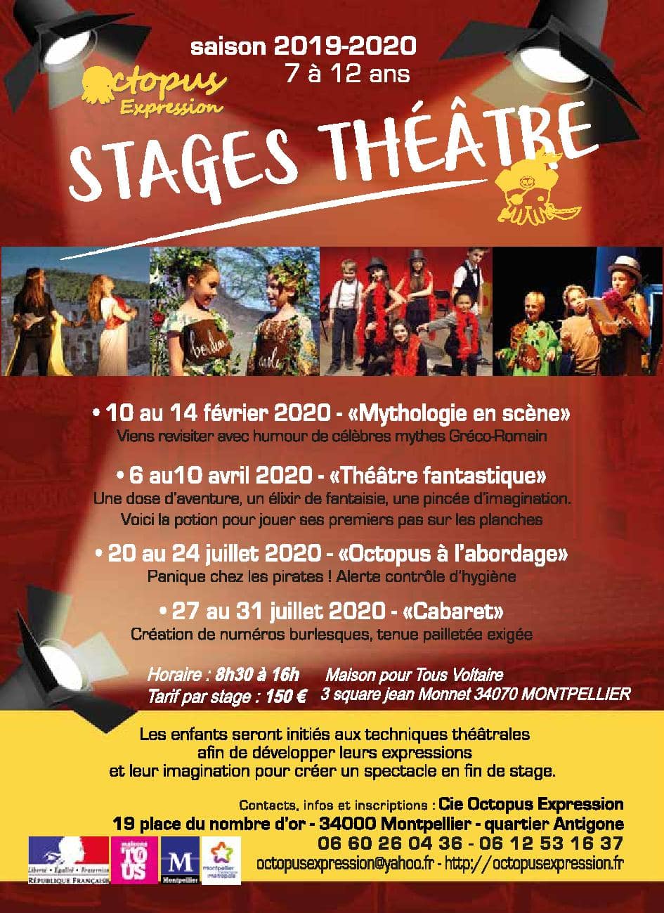 Stages théâtre vacances pour enfants à Montpellier